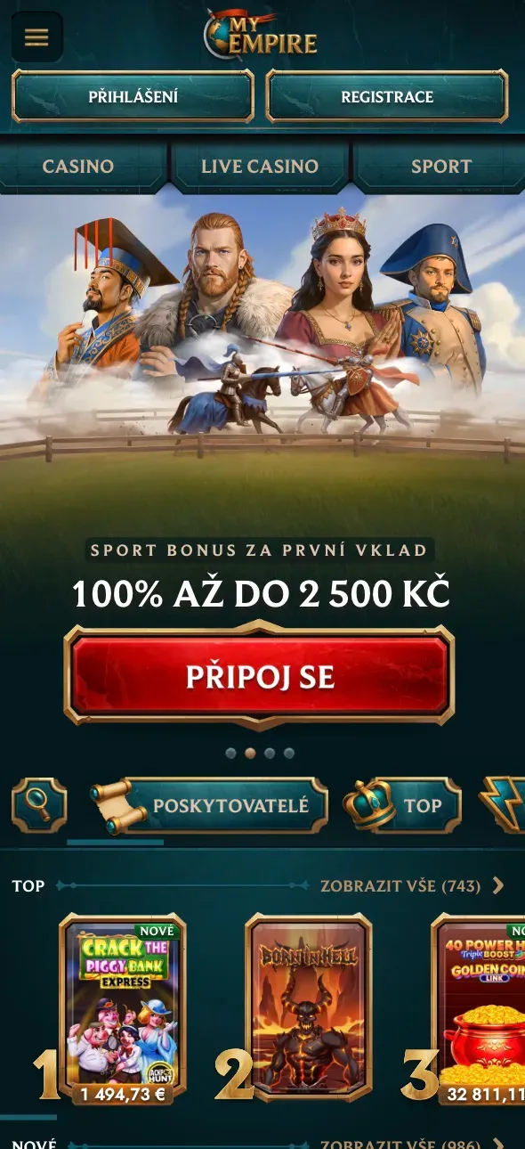 Mobilní verze kasina MyEmpire